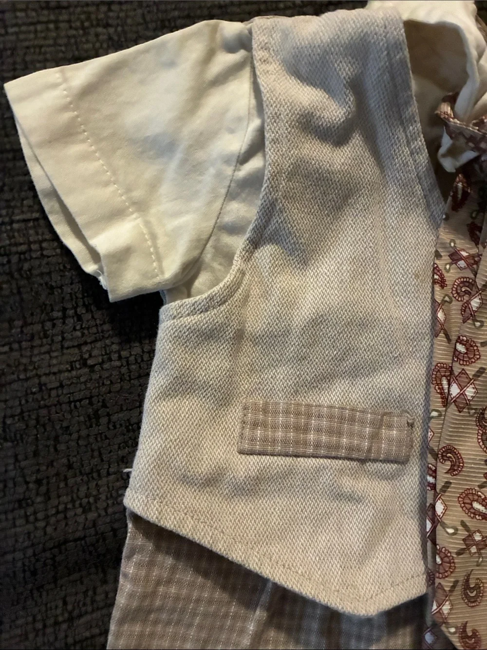 Vintage Boys Golf Romper with tie with checkered pattern